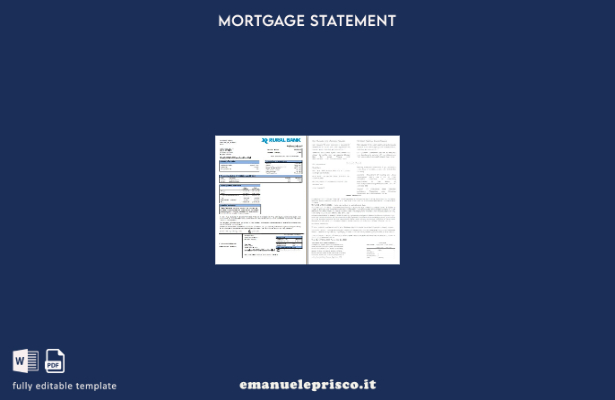 stile verificato Australia Estratto conto mutuo bancario rurale, pagine, modello